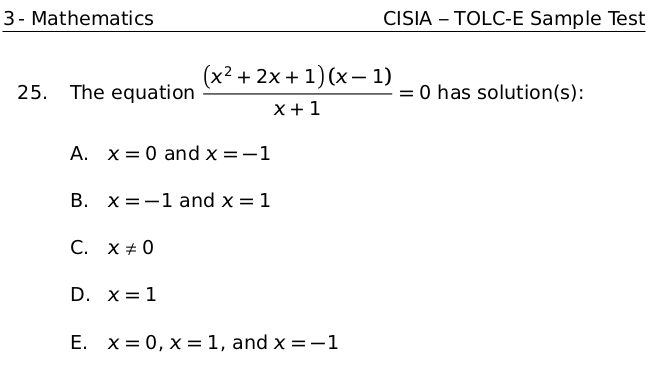 tolc-e solutions to rational functions question